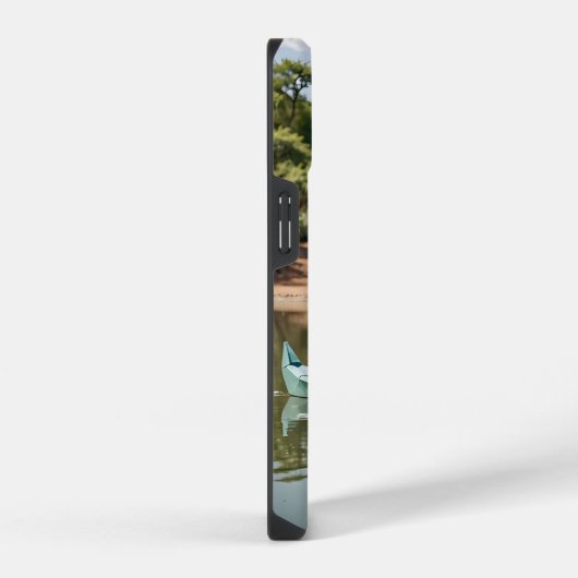 カヌーに乗った折り紙のカバ iPhoneケース (右側面)