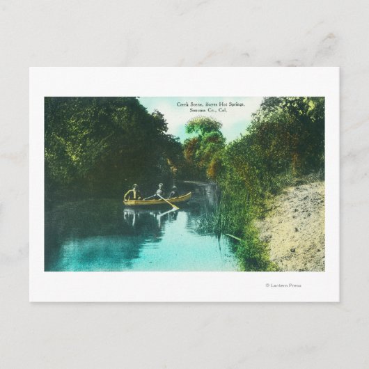 カヌーに家族がいるクリークシーン ポストカード (正面)