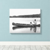カヌーのカップル キャンバスプリント (インサイチュ (ウッドフロア))