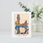 カヌーの先住民夫婦 ポストカード (スタンド正面)