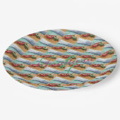 カヌーはモノグラムビーチパーティーに乗った ペーパープレート (アングル)