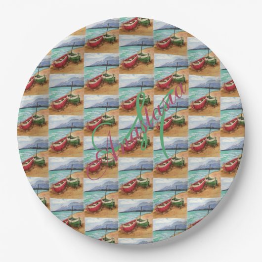 カヌーはモノグラムビーチパーティーに乗った ペーパープレート (正面)