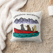 カヌーをこぐラブラドル・レトリーバー犬 クッション (ブランケット)