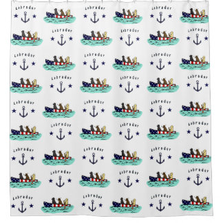 カヌーをこぐラブラドールのビーチハウスのシャワー・カーテン シャワーカーテン