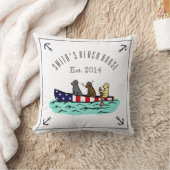 カヌーをこぐラブラドールのビーチハウスの枕 クッション (ブランケット)