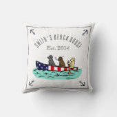 カヌーをこぐラブラドールのビーチハウスの枕 クッション (裏面)