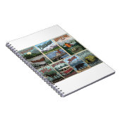 カヌーをセットした屋外レクリエーションのヴィンテージポスター  ノートブック (右側)