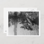 カヌーを持つ3人のハンターがショア写真 ポストカード (正面/裏面)