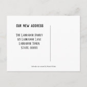 カヌーを漕ぐラブラドールレトリバー 新しい住所 案内ポストカード (裏面)