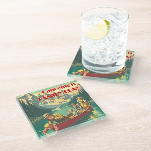 カヌーイズファミリーおもしろい ガラスコースター (アングル)