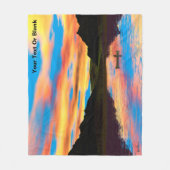 カヌーオンサンセットレイクブランケット フリースブランケット (正面)