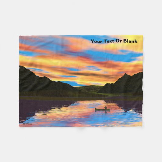 カヌーオンサンセットレイクブランケット フリースブランケット (正面(横))