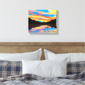 カヌーオンサンセットレイク キャンバスプリント (インサイチュ (寝室))