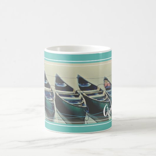 カヌーパーソナライズされた コーヒーマグカップ (中央)