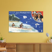 カヌー島の先住民の地図 キャンバスプリント (インサイチュ (リビング))