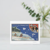 カヌー島の先住民の地図 ポストカード (スタンド正面)