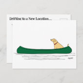 カヌー引越しはがき内の犬 ポストカード (正面/裏面)