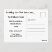 カヌー引越しはがき内の犬 ポストカード (裏面)