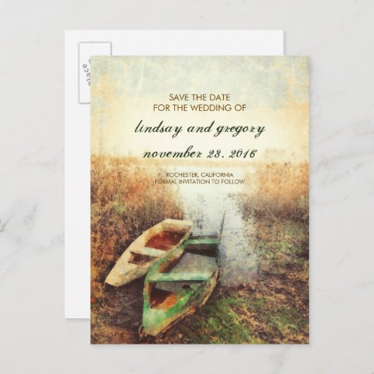 カヌー湖秋日付はがきを保存 案内ポストカード (正面/裏面)