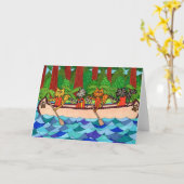 カヌー猫 カード (黄色い花)