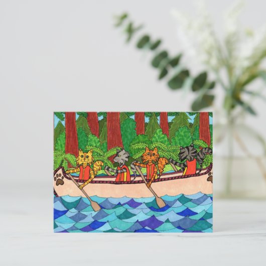 カヌー猫 ポストカード (スタンド正面)