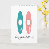 カヌー結婚カップル記念日おめでとう カード (黄色い花)