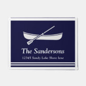 カヌー航海のボートパドルネイビーブルーホワイト ドアマット (正面)