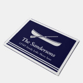 カヌー航海のボートパドルネイビーブルーホワイト ドアマット (アングル)