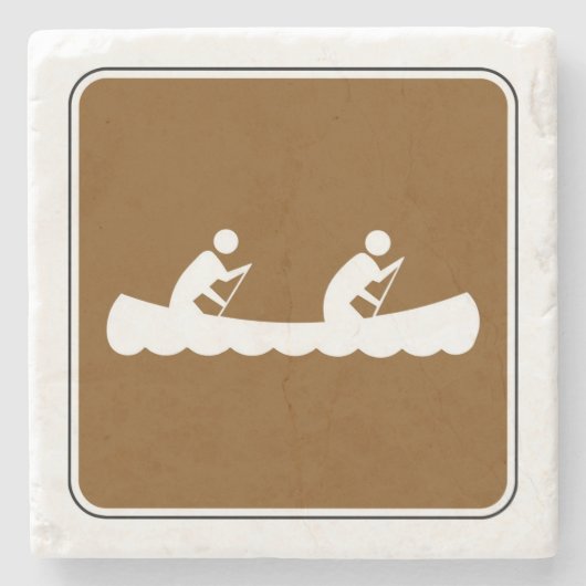 カヌー記号道端の標識 ストーンコースター (正面)