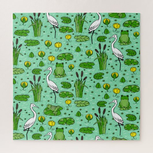 カヌー、サギ、ユリ:ヴィンテージ群。 ジグソーパズル (縦)