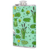 カヌー、サギ、ユリ:ヴィンテージ群。 フラスク (左)