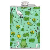 カヌー、サギ、ユリ:ヴィンテージ群。 フラスク (裏面)