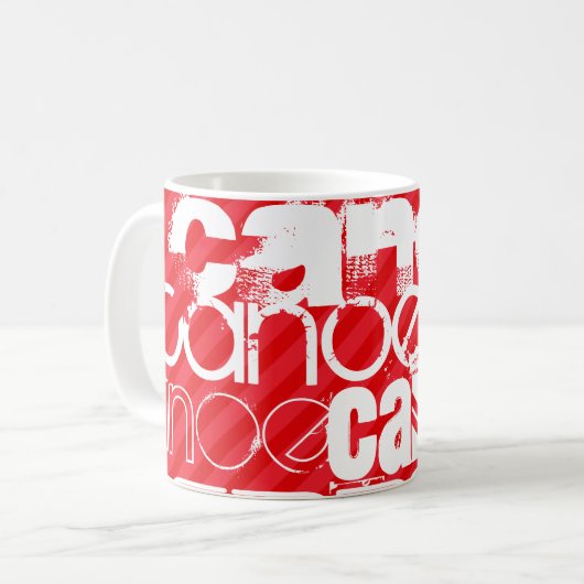 カヌー; 深紅の赤のストライプ コーヒーマグカップ (正面左)