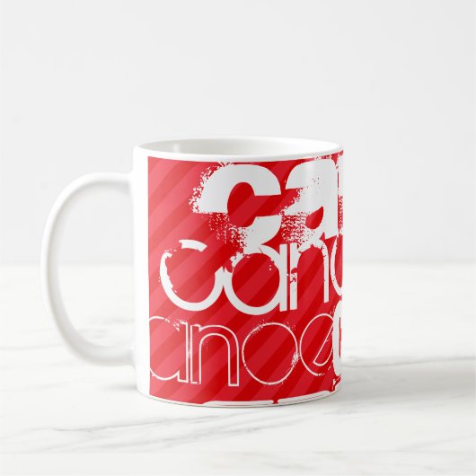 カヌー; 深紅の赤のストライプ コーヒーマグカップ (左)