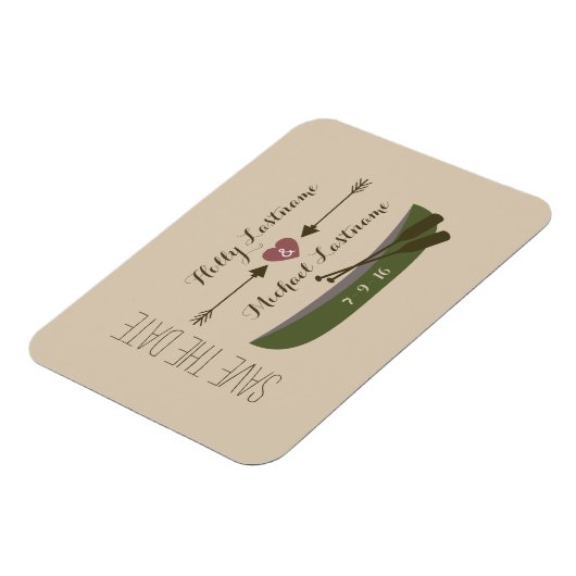 カヌー+矢印とハート日付磁石を保存 マグネット (左側)