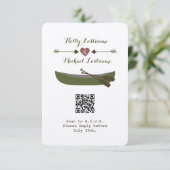 カヌー+矢印とハート結婚のQRコード 出欠カード (スタンド正面)