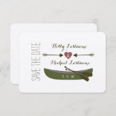 カヌー+矢印とハート結婚式の日付を保存 セーブザデート (正面/裏面)