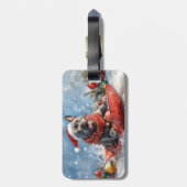 カネコルソが乗ったソリで雪を降らせて クリスマス ラゲッジタグ (裏面縦)
