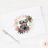 カネコルソのクリスマスリースの愛犬 ラウンドシール (封筒)