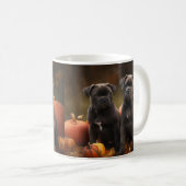 カネコルソの子犬 秋の喜びのかぼちゃ コーヒーマグカップ (正面右)