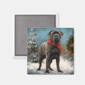 カネコルソの犬と雪のクリスマス マグネット (正面/裏面)