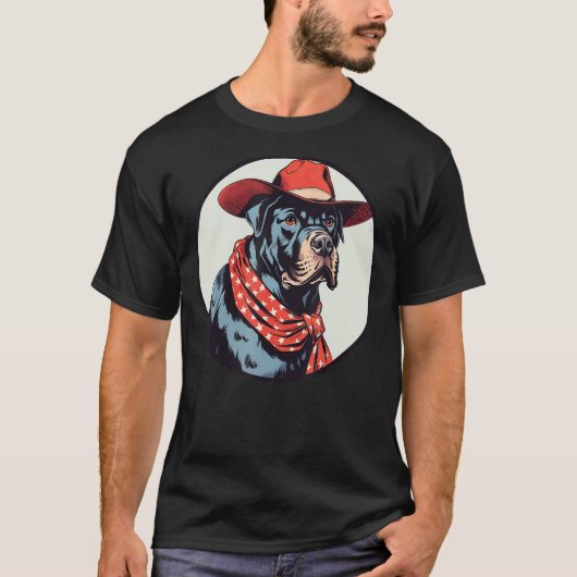 カネコルソ カウボーイ 面白い犬 荒野の西 Tシャツ (正面)