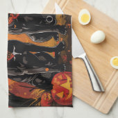 カネコルソ ハロウィーン スプーキー キッチンタオル (四つ折り)