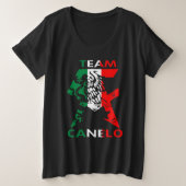 カネロメンズメキシコ国旗アルバレスボクシング選手権 プラスサイズTシャツ (デザイン正面)