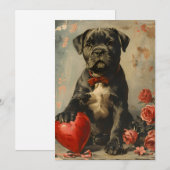 カネ・コルソの子犬 ヴィンテージ バレンタインデー シーズンカード (正面/裏面)