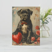 カネ・コルソの子犬 ヴィンテージ バレンタインデー シーズンカード (スタンド正面)