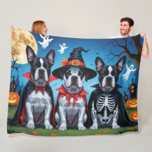カネ・コルソ 犬 ハロウィン かぼちゃ 面白い フリースブランケット