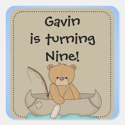 カノカスタマイズーのステッカーにクマ スクエアシール (正面)