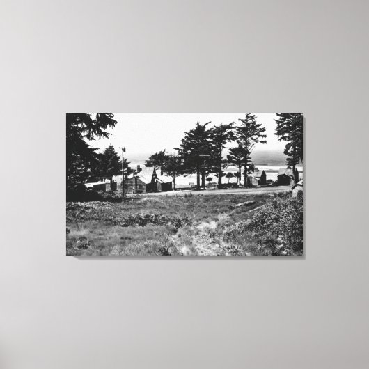カノンビーチ、オレゴン州アルカディアコテージ海 キャンバスプリント (正面)