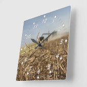 カノーラ収穫 スクエア壁時計 (傾斜)